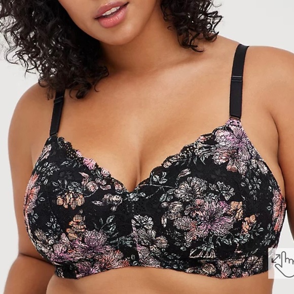NWT Torrid Black Floral Lightly Lined Lace Wireless Bra 360 Back Smoothing 44DDD - Picture 11 of 11